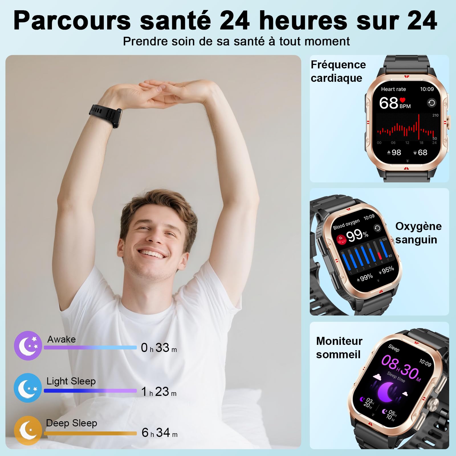 Montre connectée homme GPS 2,06 pouces HD 110 modes sportifs appel Bluetooth