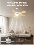 Ventilateur de plafond 106 cm LED télécommande — silencieux 20 dB — vue 2
