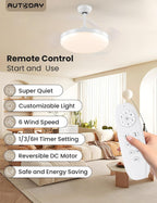 Ventilateur de plafond invisible pales rétractables — LED discret — vue 4