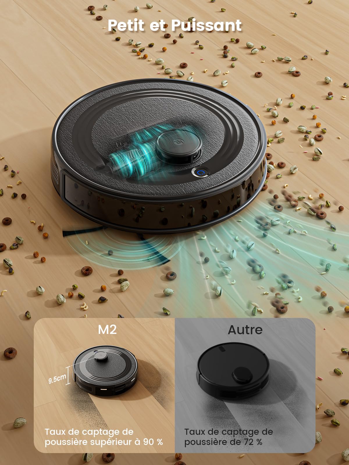 Robot aspirateur laveur navigation laser 6000Pa évitement obstacles intelligent