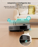 Robot aspirateur laveur 3 en 1 5000Pa navigation LiDAR cartographie sol