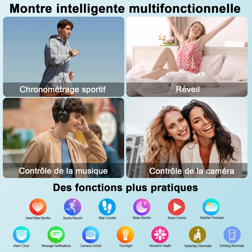 Montre connectée homme GPS intégré 2,06 pouces HD appel Bluetooth sport