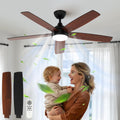 Ventilateur de plafond 132 cm LED — moteur DC silencieux été/hiver — vue 1