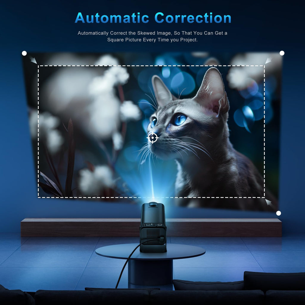 Mini vidéoprojecteur portable Full HD 230 ANSI lumens — WiFi 6, Bluetooth 5.4, correction trapézoïdale, Android 11
