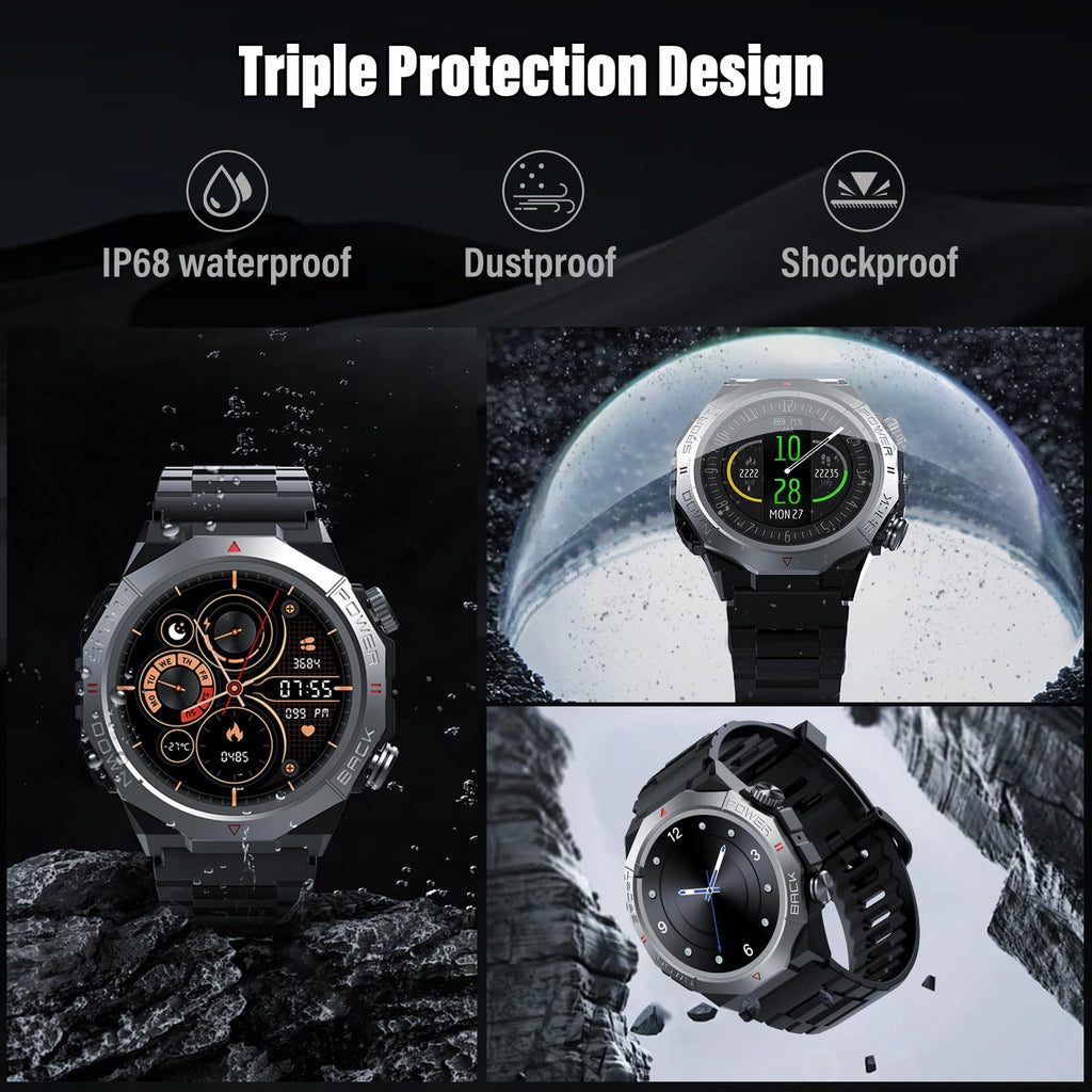 Montre connectée militaire homme femme 1,39 pouces HD appel Bluetooth GPS