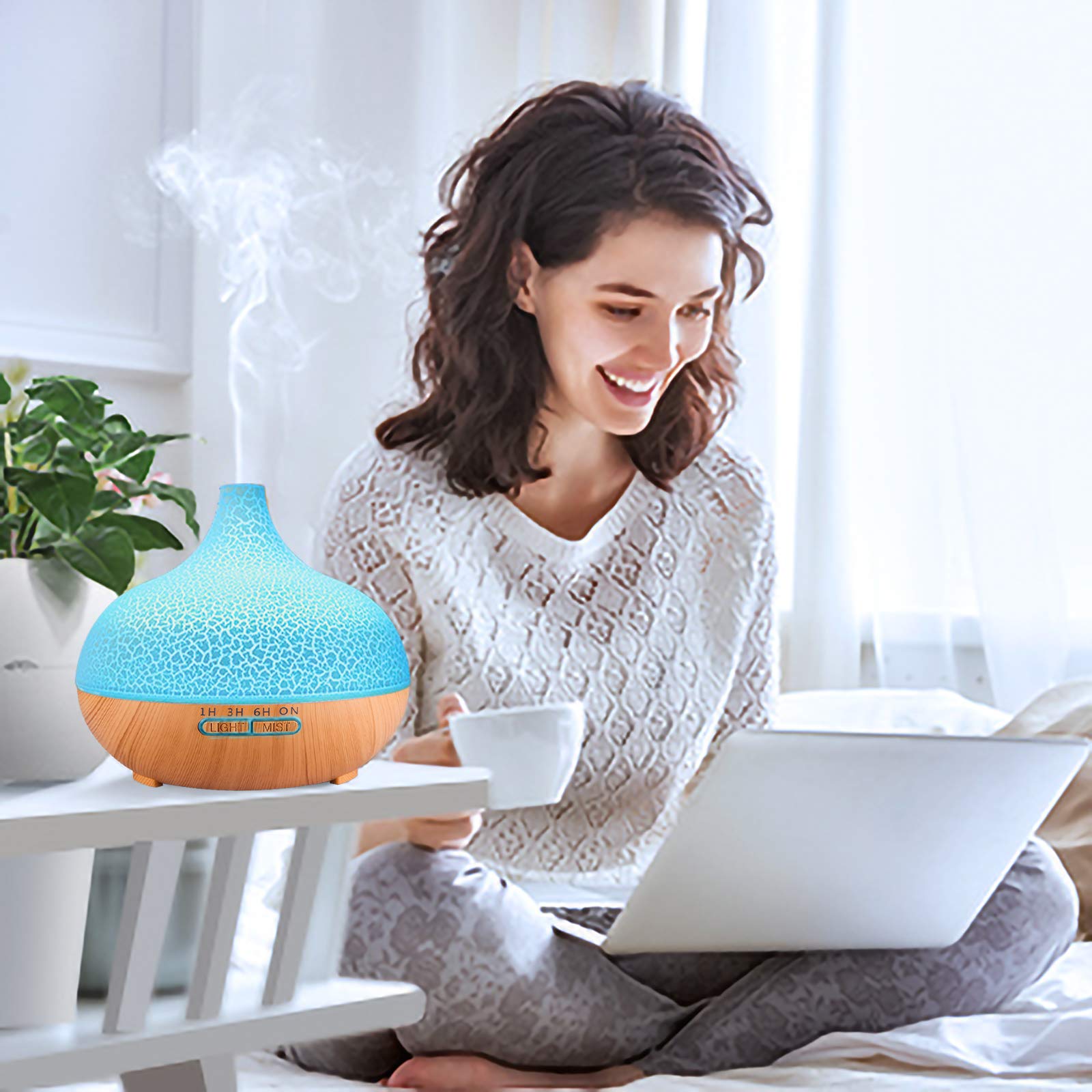 Diffuseur d'arômes 3-en-1 550 ml — humidificateur ultrasons, 7 couleurs LED, télécommande, arrêt auto