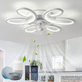 Ventilateur de plafond lustre LED Alexa — design fleurs élégant — vue 1
