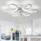 Ventilateur de plafond lustre LED Alexa — design fleurs élégant — vue 1