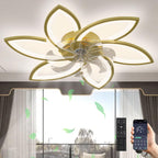 Ventilateur de plafond LED 78 cm doré — dimmable, télécommande + appli — vue 1