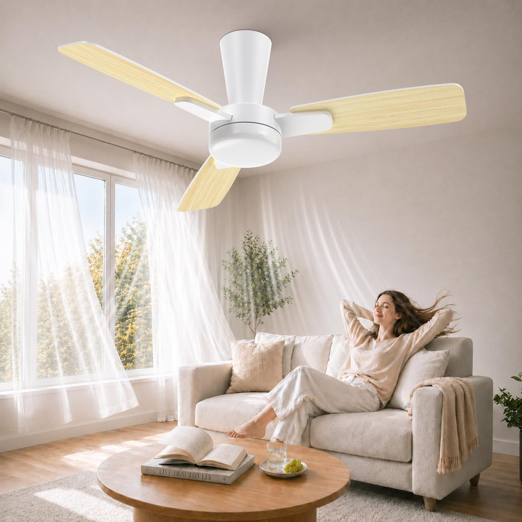Ventilateur de plafond 106 cm avec lumière — pales clic sans outil — vue 1
