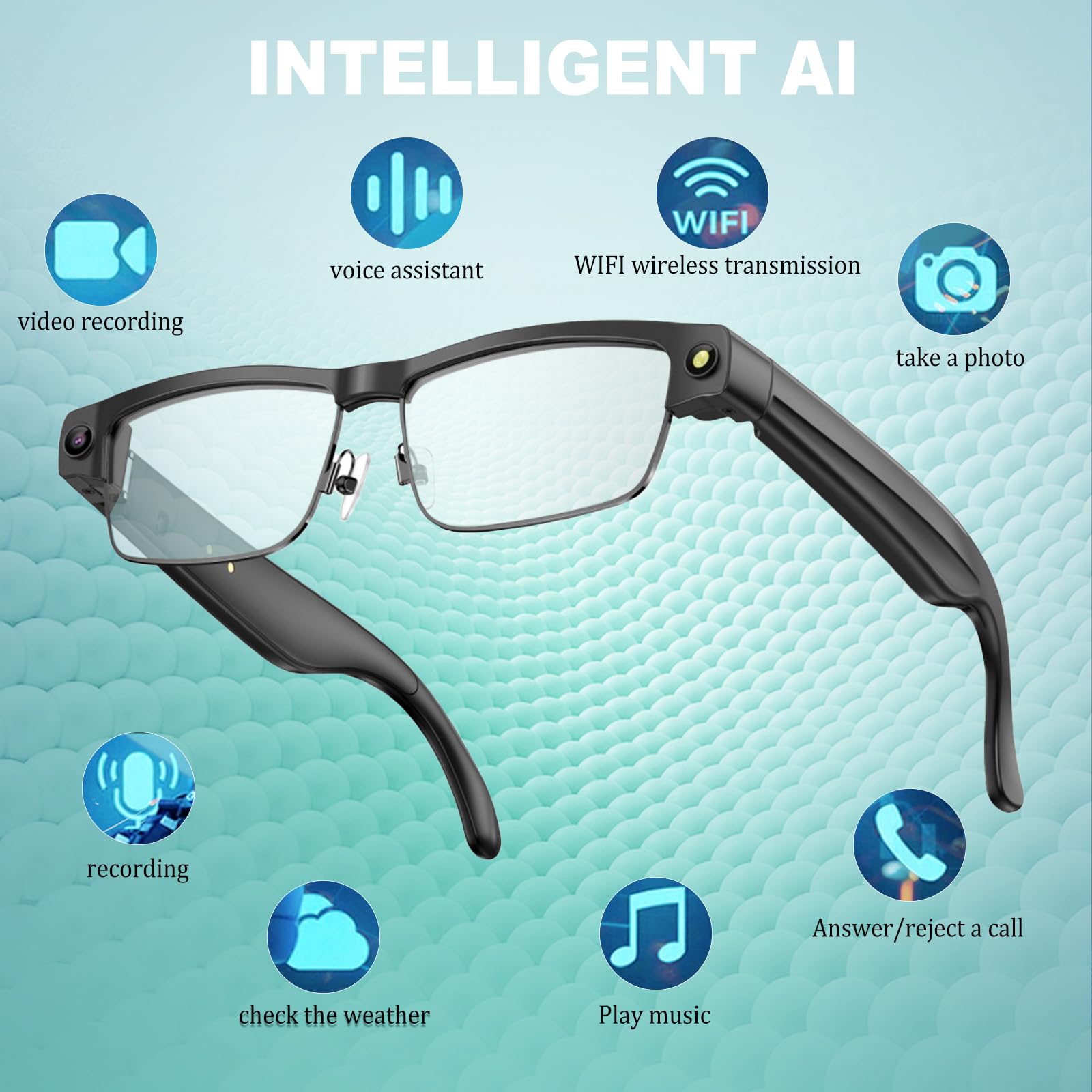 Lunettes connectées caméra 4K 800W HD assistant IA traduction sport