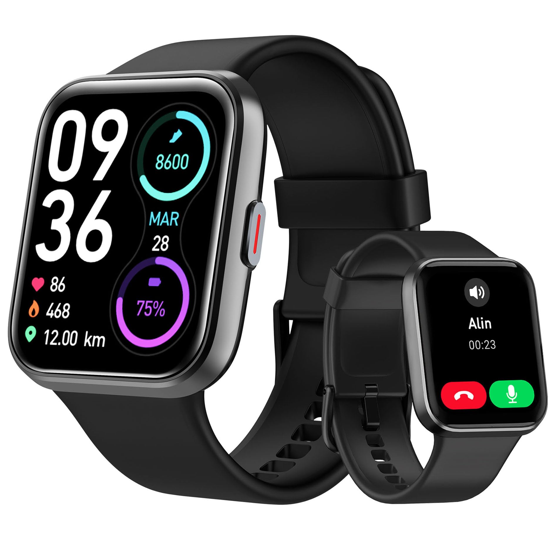 Montre connectée homme femme 1,85" Alexa — 100+ modes sport, SpO2, 3ATM
