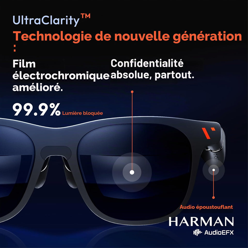 Lunettes XR AR Pro écran 135 pouces 120Hz 1000 nits audio Harman film
