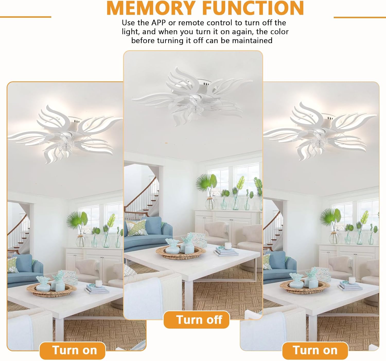 Ventilateur de plafond lustre LED — télécommande et application — vue 4