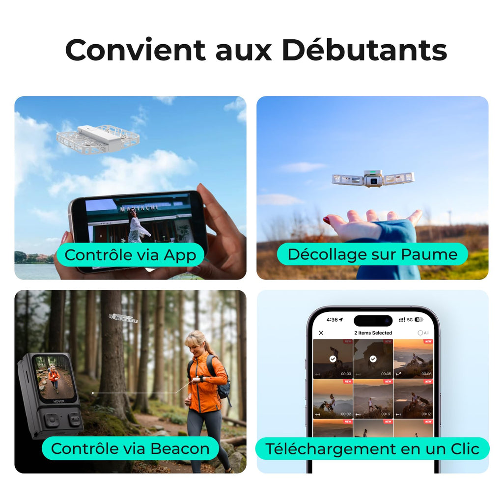 Drone caméra 4K suivez-moi mains libres GPS stabilisé longue autonomie