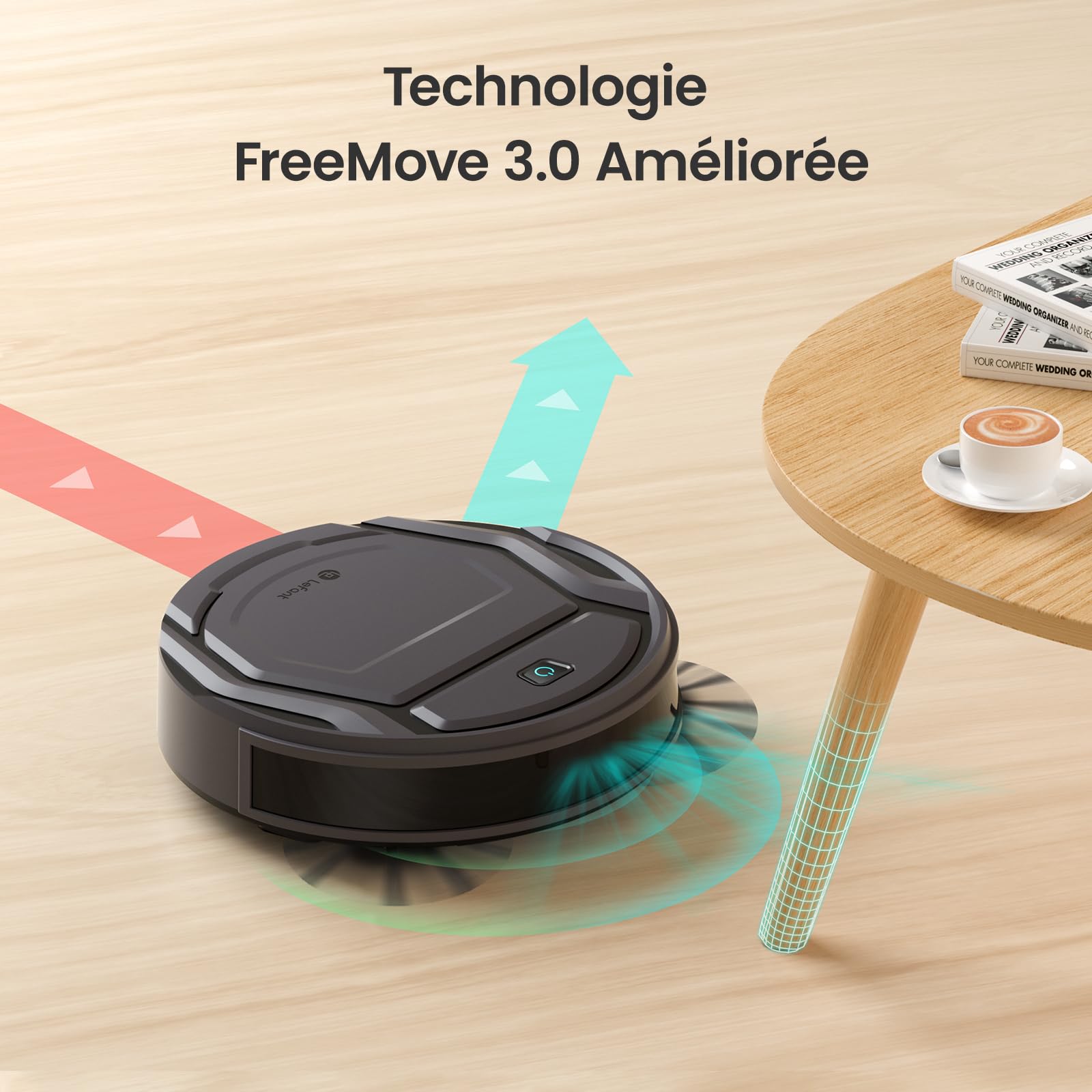 Robot aspirateur mince silencieux connecté WiFi app navigation auto