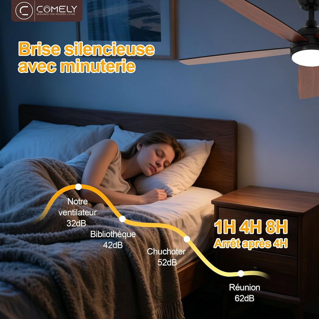 Ventilateur de plafond 132 cm LED — moteur DC silencieux été/hiver — vue 6