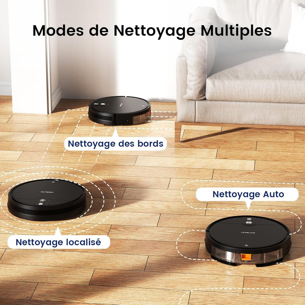 Robot aspirateur laveur 2 en 1 4000Pa 120min navigation obstacle fin