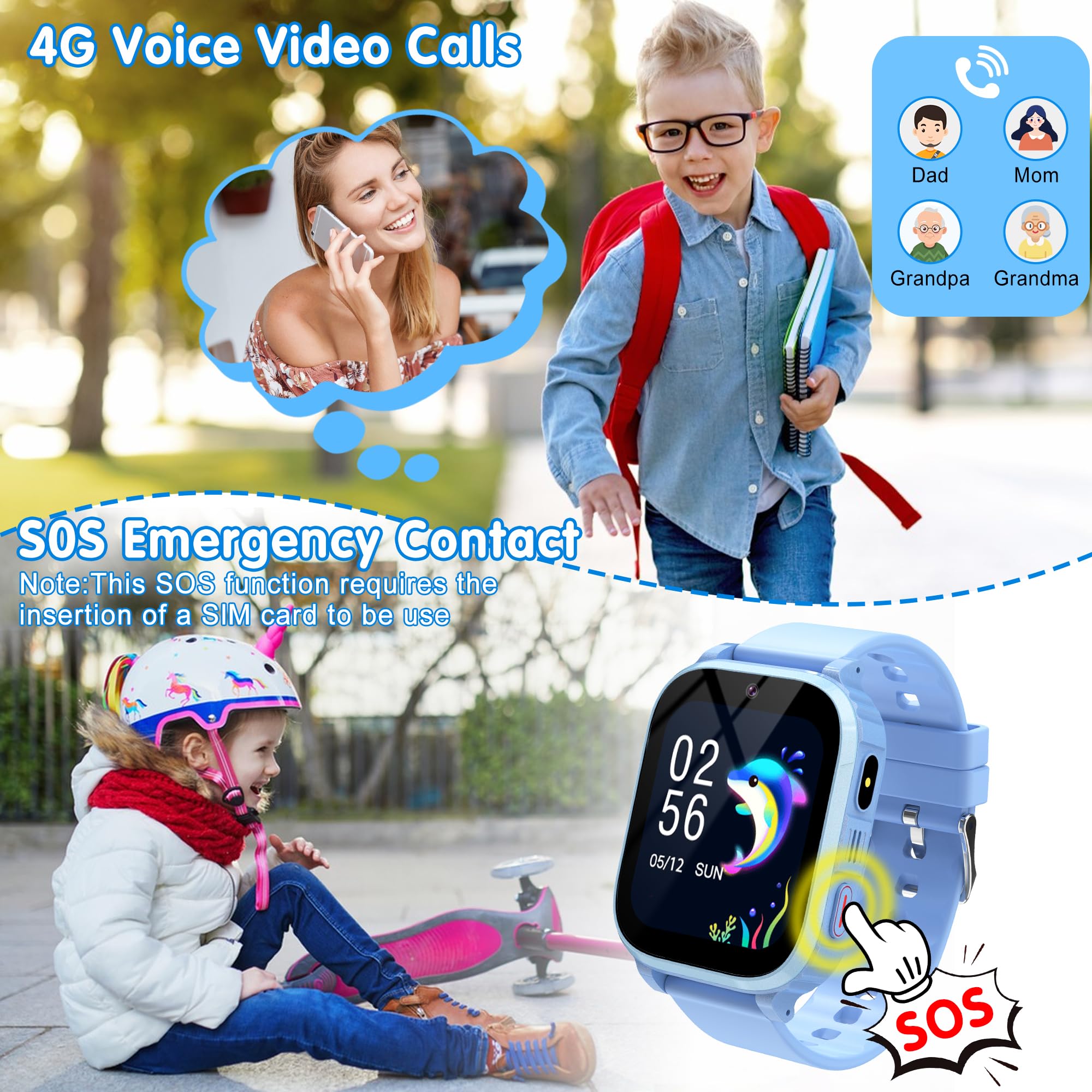Montre connectée enfant 4G GPS appel vidéo téléphone SOS sécurité