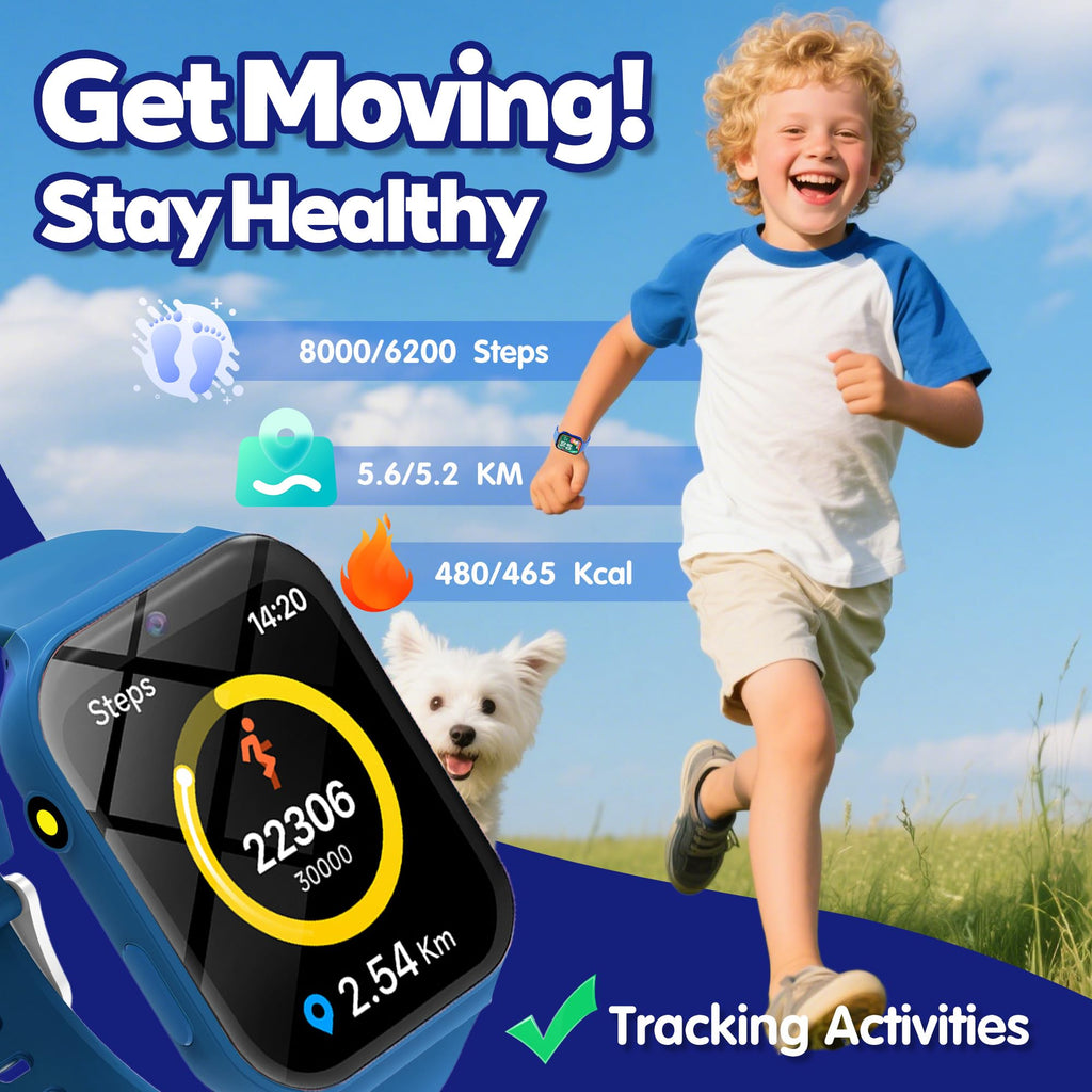 Montre connectée enfant 1,83 pouces HD fitness tracker sport garçon fille jeux