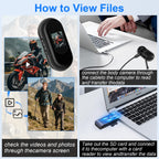 Mini caméra casque 1080P 27 g — écran HD, longue autonomie, kit de fixations universel
