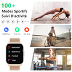Montre connectée femme homme HD 2,0" — appels Bluetooth, SpO2, 100+ modes sport