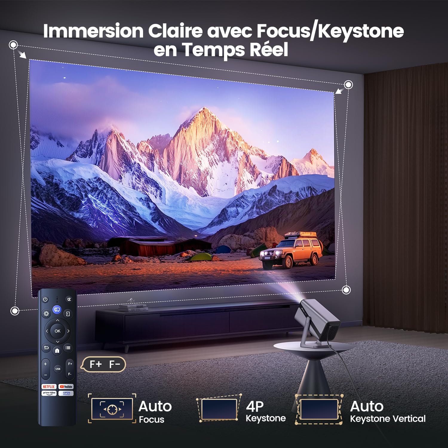 Vidéoprojecteur 4K Netflix Dolby autofocus keystone 30000 lumens WiFi