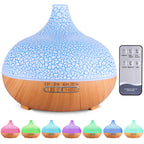 Diffuseur d'arômes 3-en-1 550 ml — humidificateur ultrasons, 7 couleurs LED, télécommande, arrêt auto