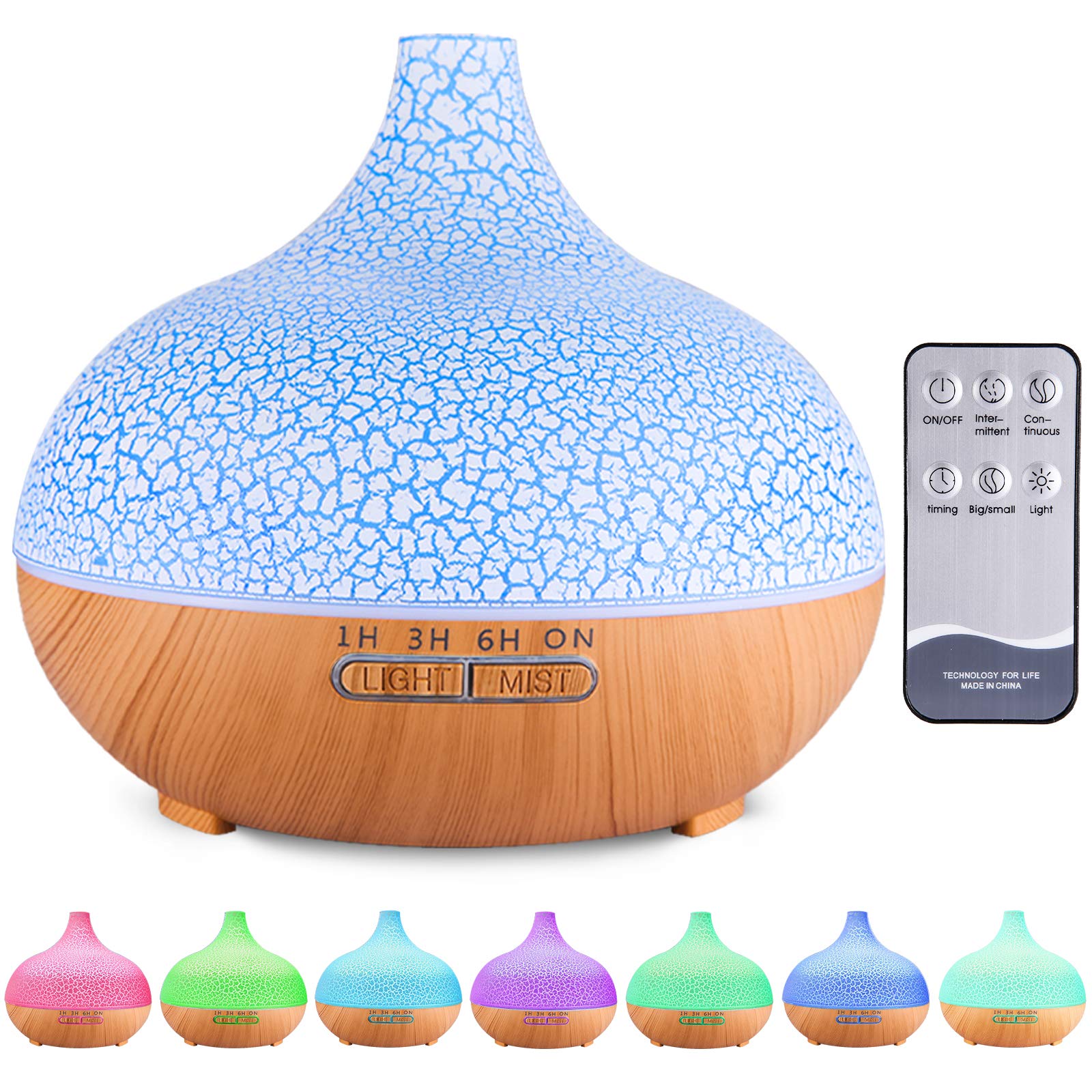Diffuseur d'arômes 3-en-1 550 ml — humidificateur ultrasons, 7 couleurs LED, télécommande, arrêt auto