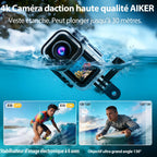 Caméra sport 4K 60fps double écran WiFi 130° stabilisation action cam