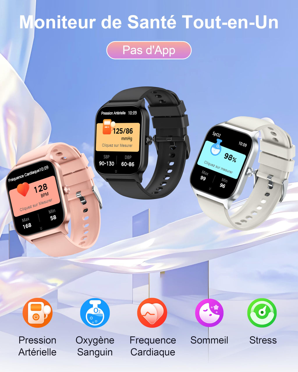 Montre connectée enfant — 100+ sports, suivi santé, sans appli (fille garçon)