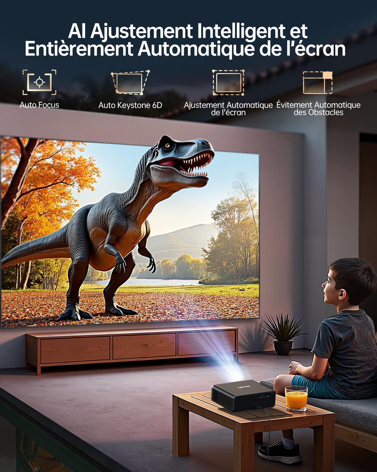 Vidéoprojecteur 4K home cinéma 1000 ANSI portable compatible Netflix