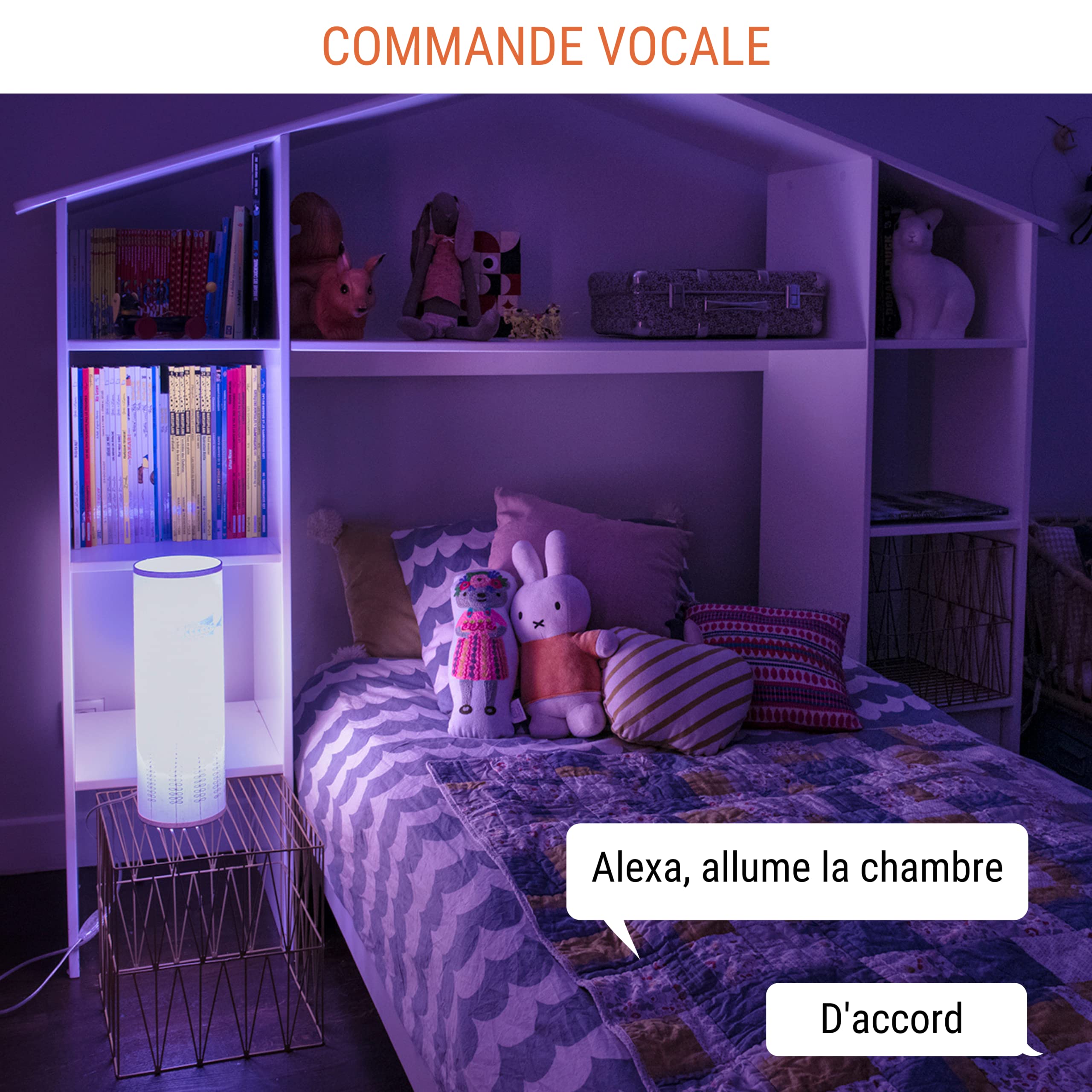 Ampoule LED connectée E27 — WiFi + Bluetooth, 1055 lm, 16 millions de couleurs + blanc réglable, compatible Alexa & Google