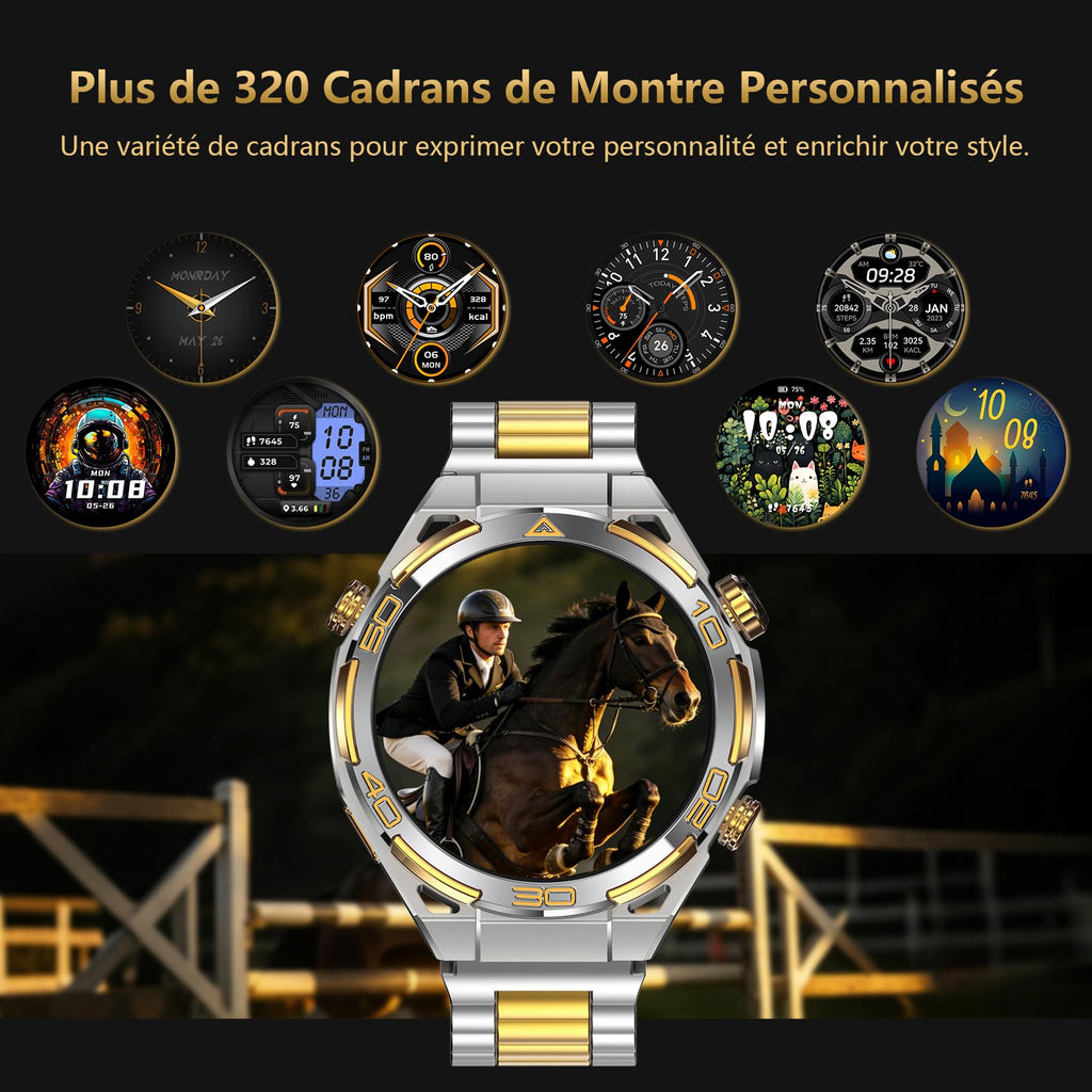 Montre connectée homme style business luxe or 14K ChatGPT intégré