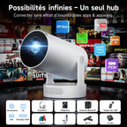 Vidéoprojecteur WiFi 6 & Bluetooth 5.4 — apps intégrées, image alignée automatiquement, installation rapide