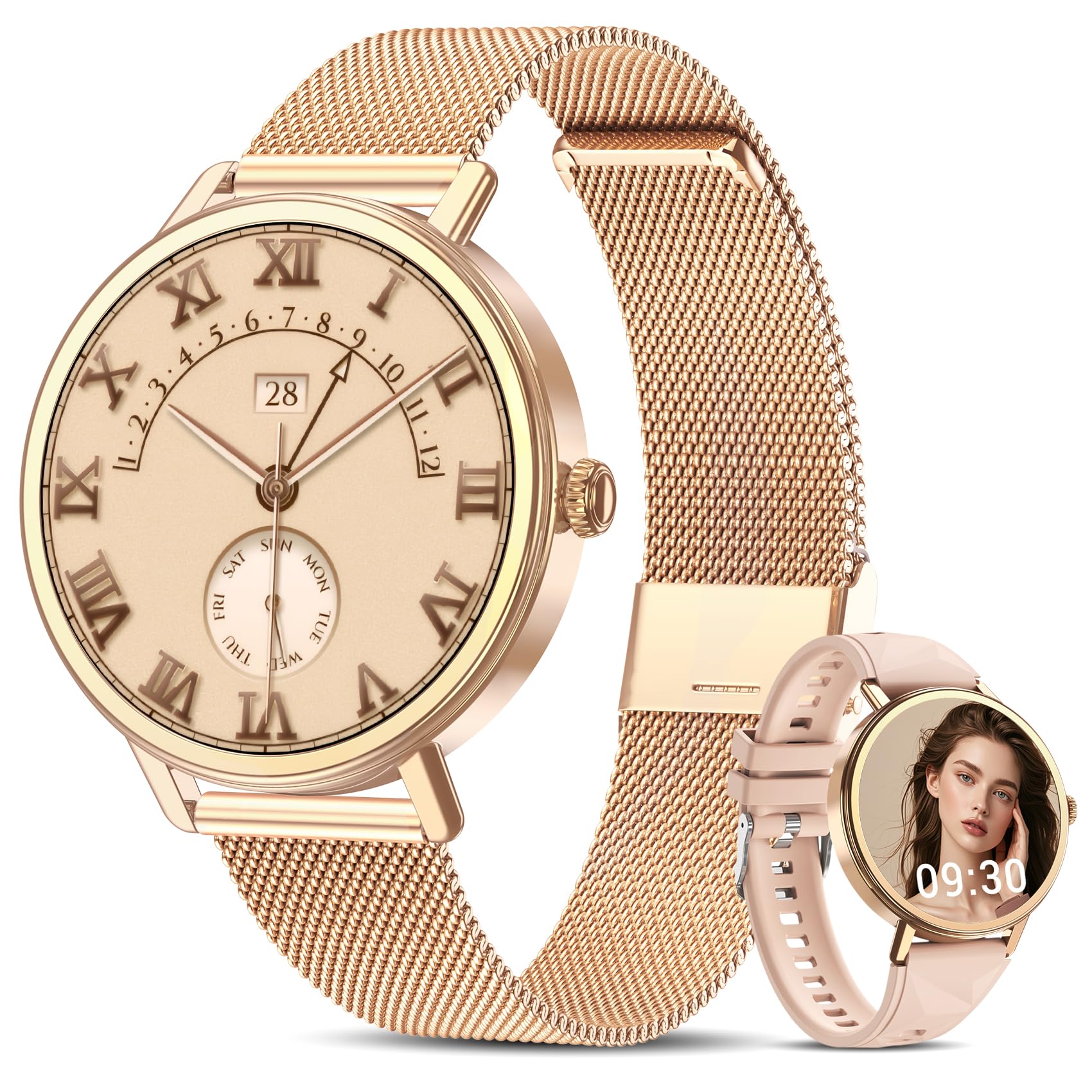 Montre connectée femme appel Bluetooth écran HD 1,26 pouces Bluetooth 5.4