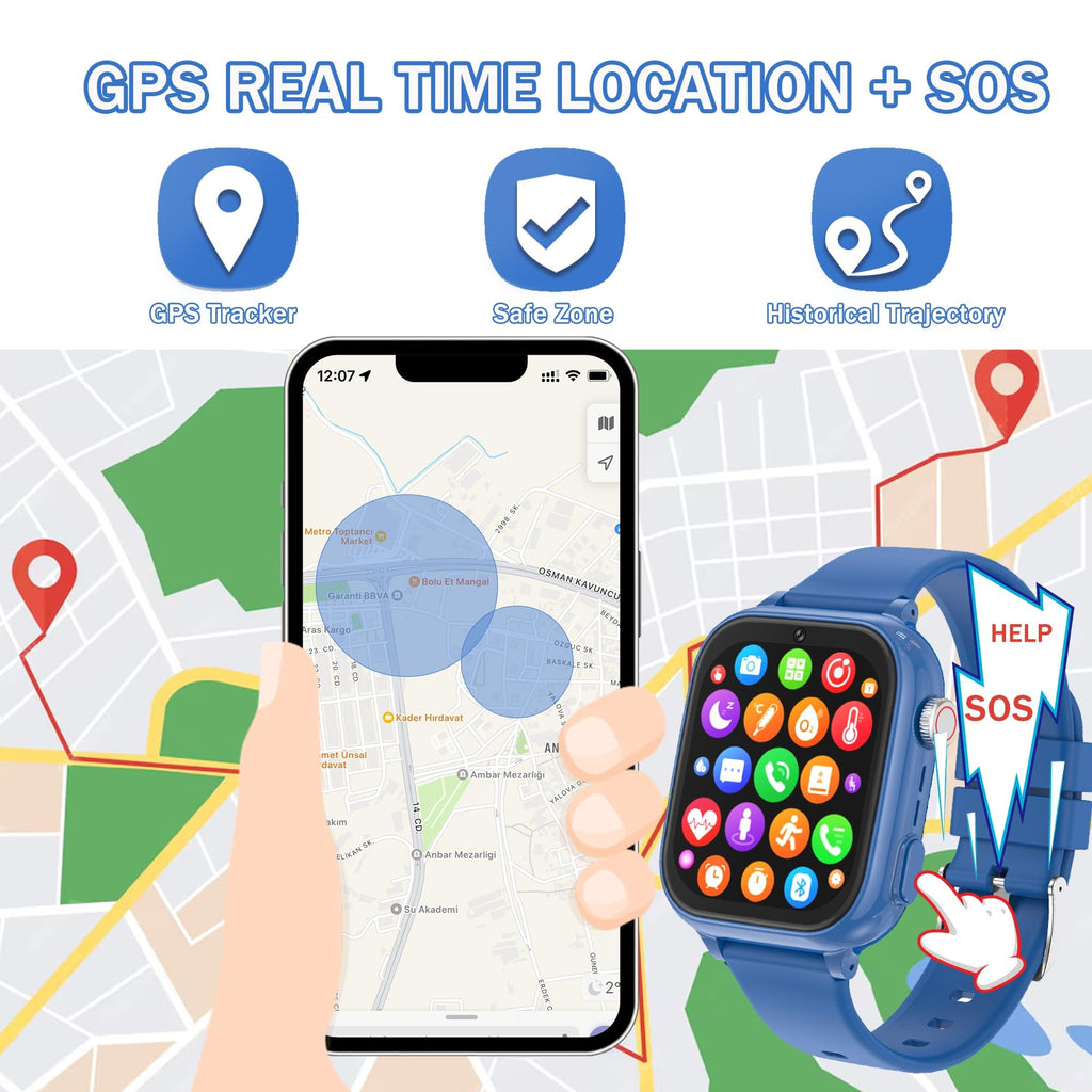 Montre connectée enfant GPS 4G appel vidéo téléphone SOS ado fille garçon