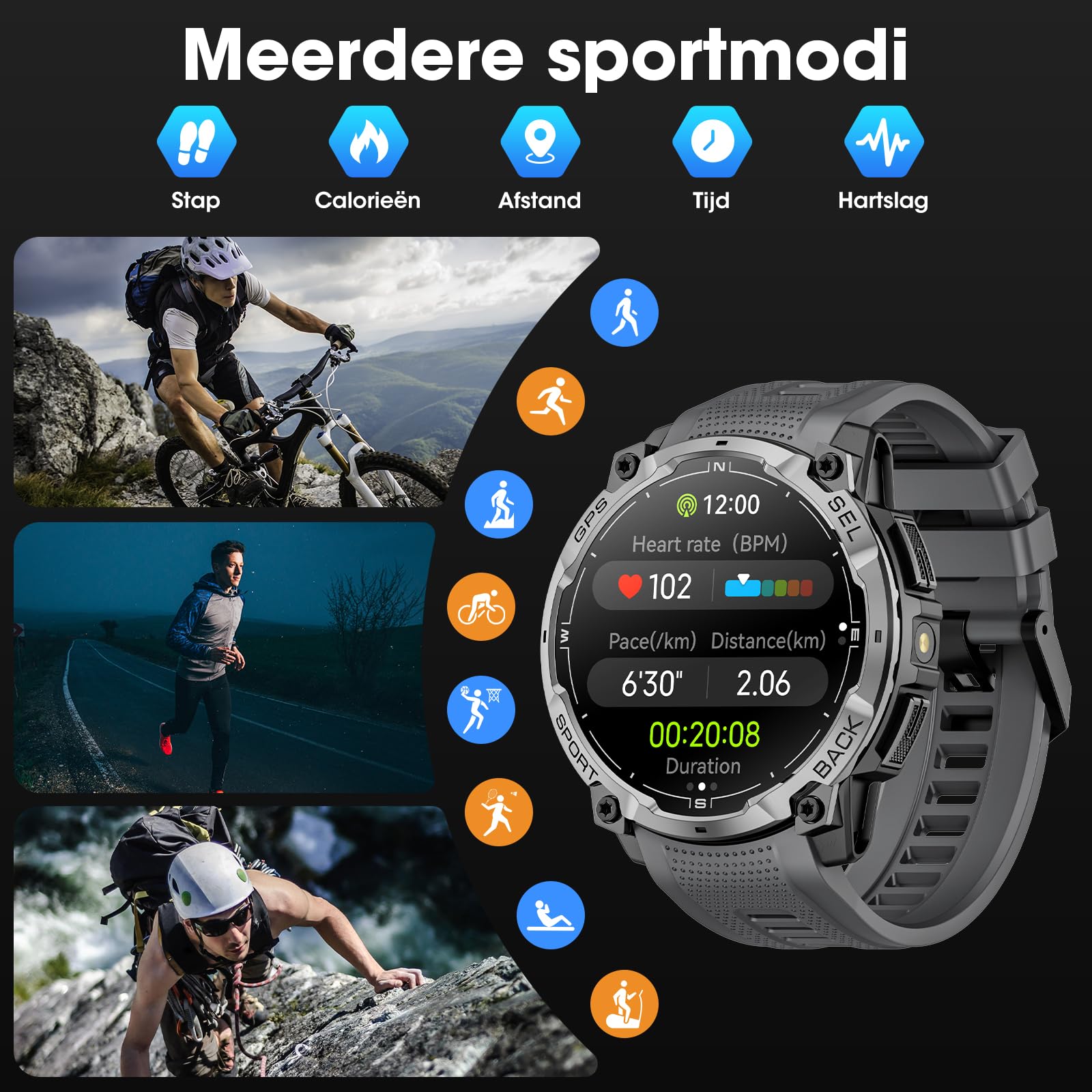Montre connectée homme GPS militaire AMOLED 1,43 pouces HD appel Bluetooth