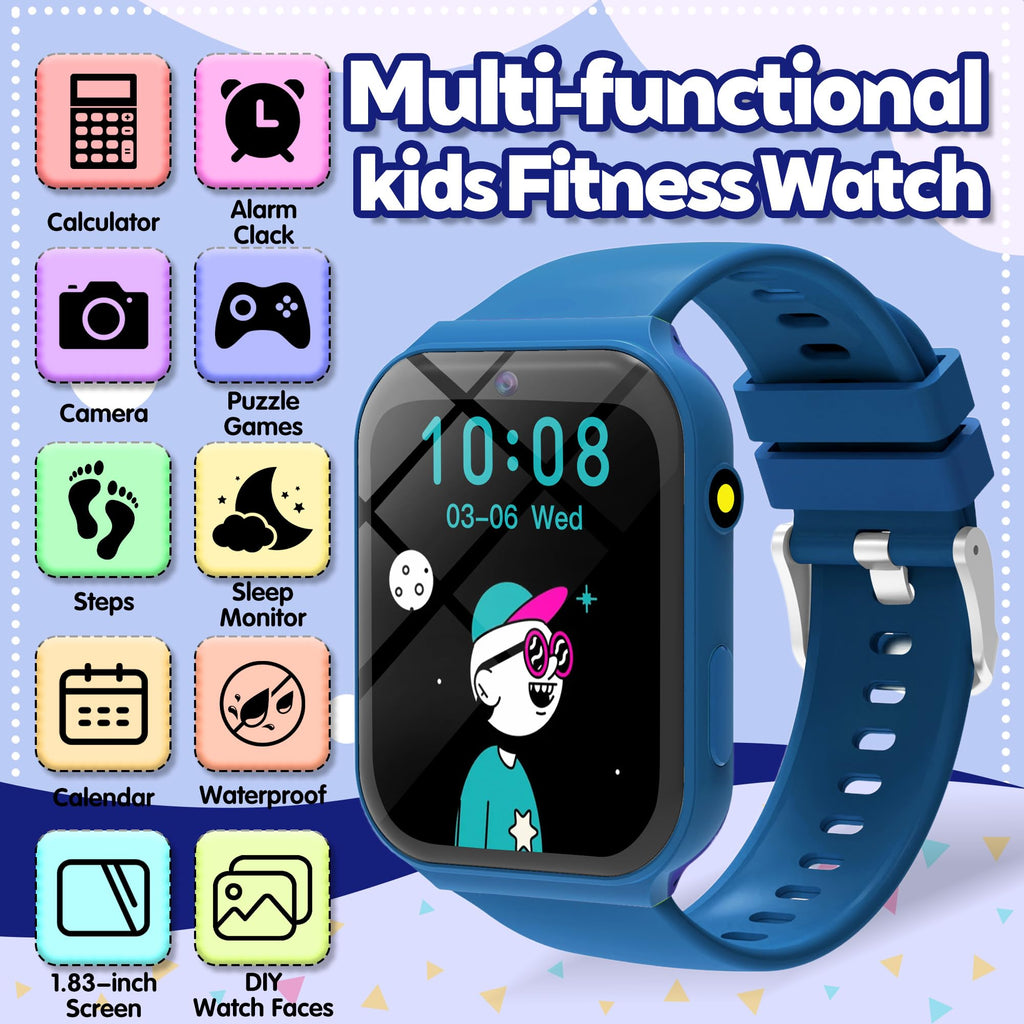 Montre connectée enfant 1,83 pouces HD fitness tracker sport garçon fille jeux