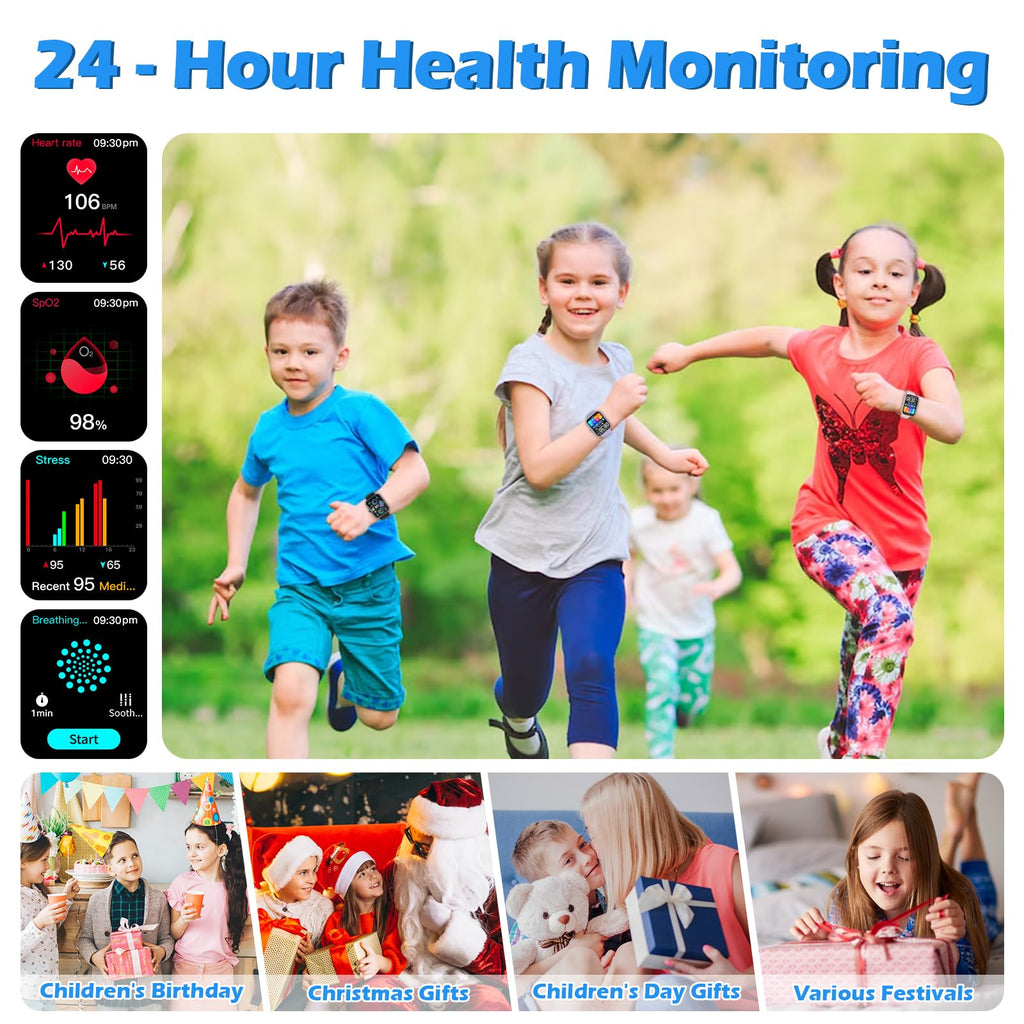 Montre connectée enfant garçon fille — 100+ modes sport, suivi santé, IP68