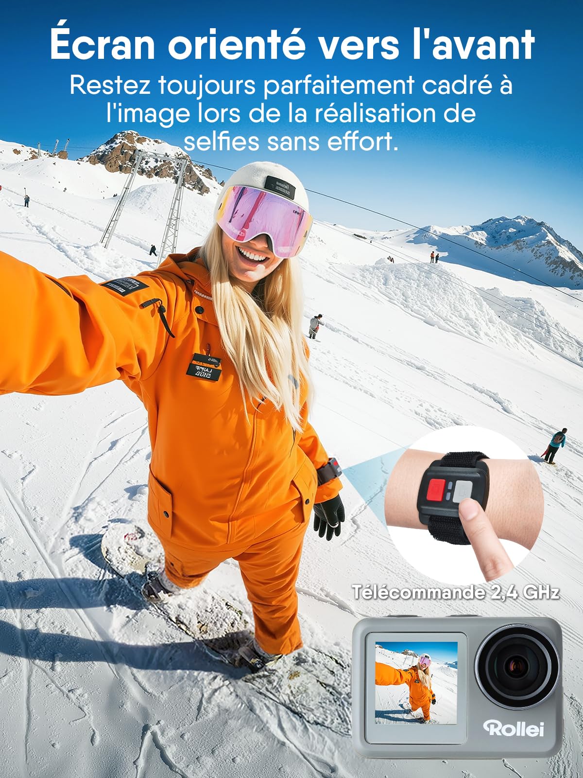 Caméra d'action 4K WiFi — double écran selfie, batterie 1000 mAh, time-lapse & slow motion, boîtier étanche