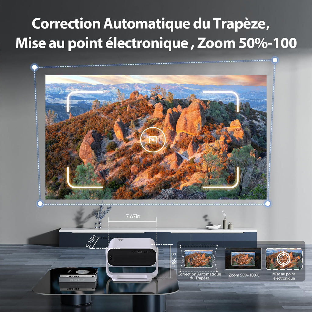 Vidéoprojecteur intelligent Full HD 1080P natif — applications intégrées, WiFi & Bluetooth, home cinéma sans fil
