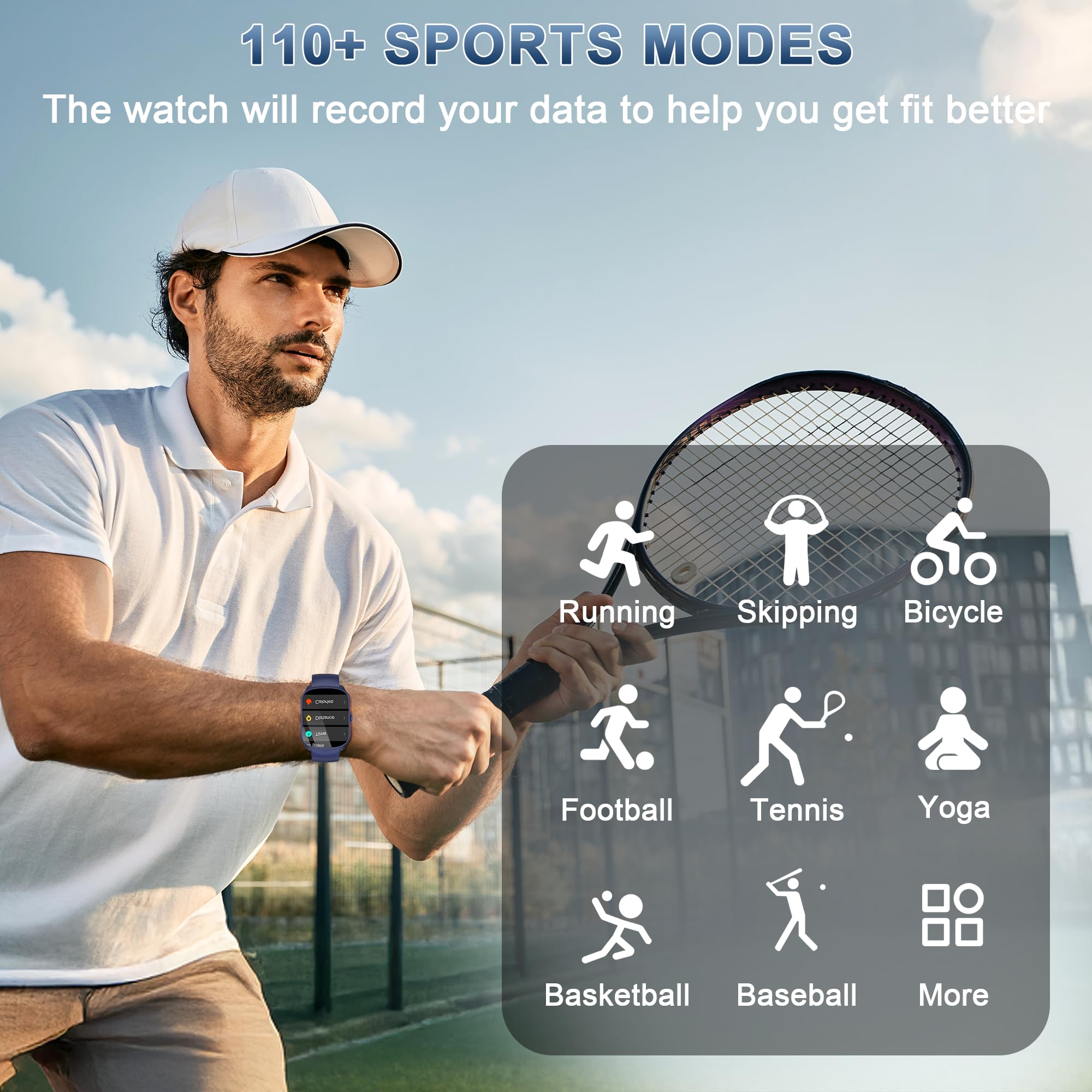 Montre connectée homme femme écran incurvé HD 1,95 pouces appel Bluetooth
