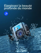 Caméra sport 4K UHD 24MP double écran — étanche 40 m, WiFi, 2 batteries + station de charge, kit accessoires