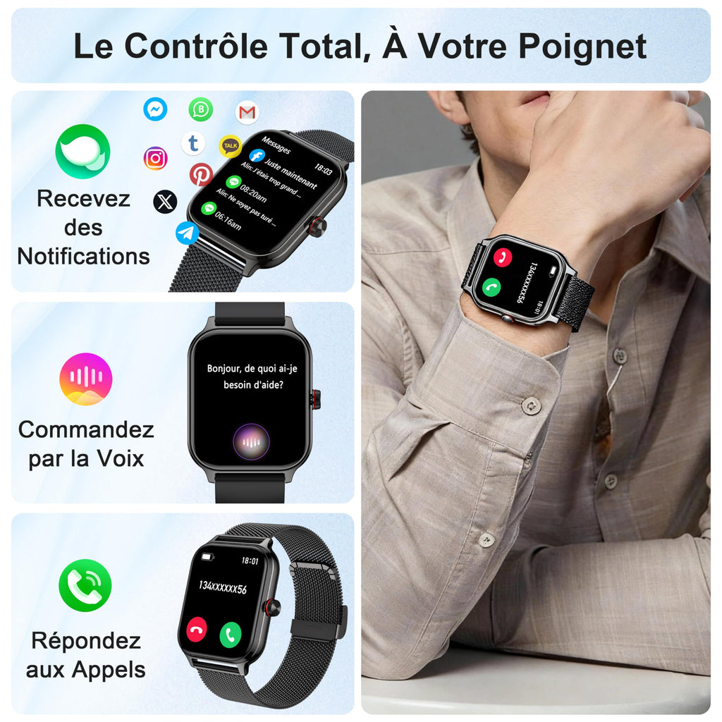 Montre connectée femme appel Bluetooth compatible iPhone Android sport