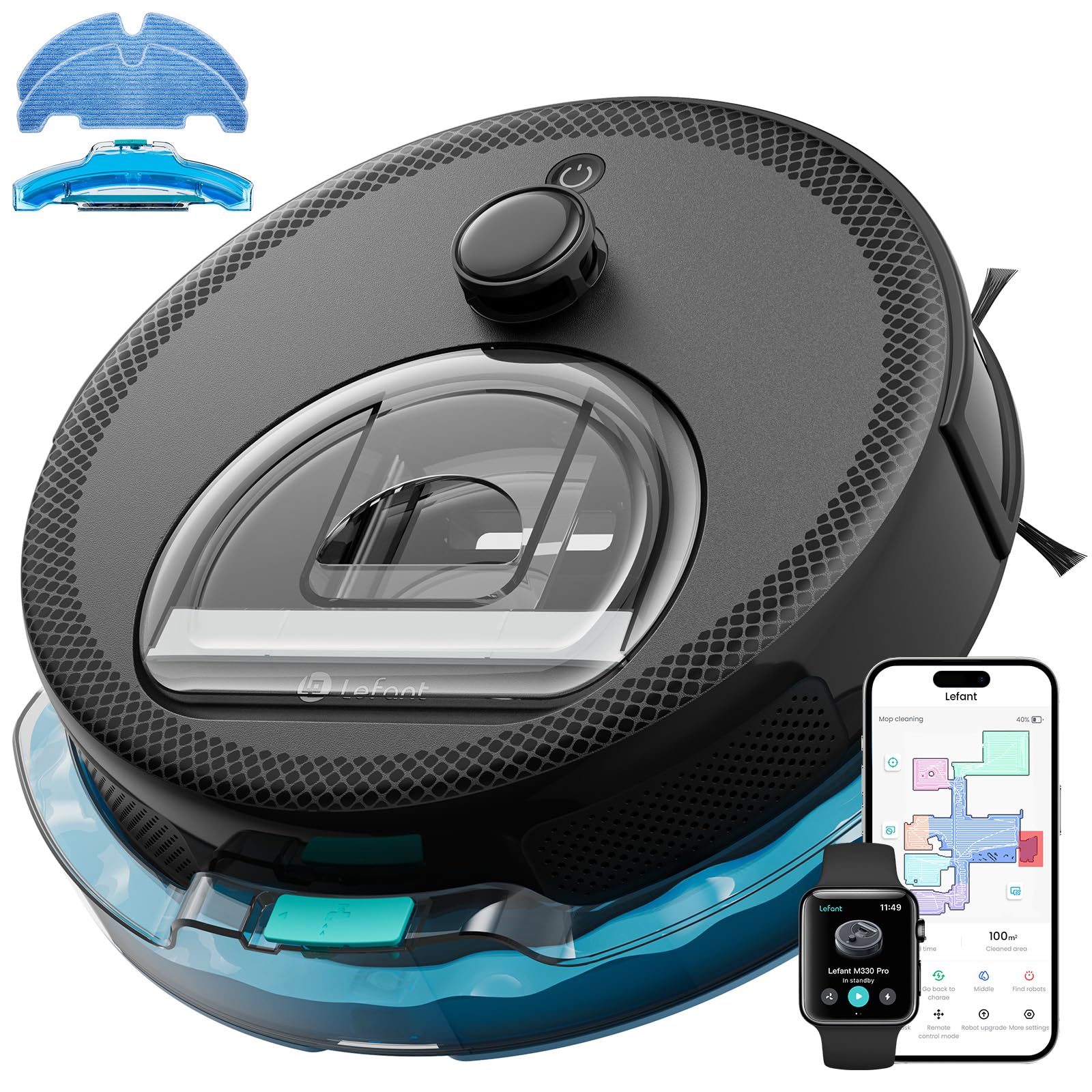 Robot aspirateur laveur 3 en 1 5000Pa navigation dToF cartographie auto