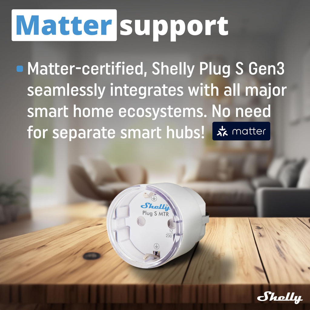 Prise connectée Matter WiFi 12A 2500W Type F mesure consommation