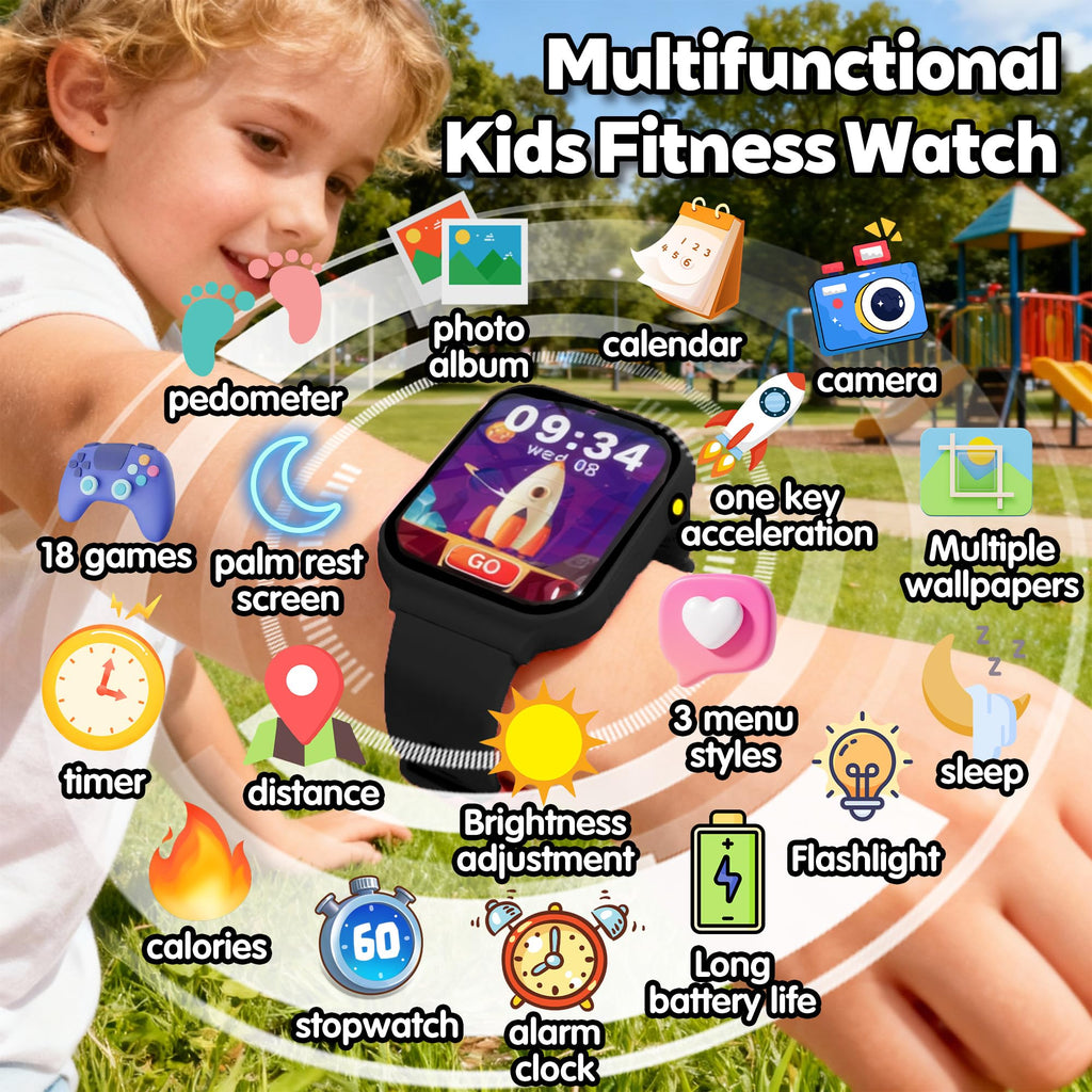 Montre connectée enfant 18 jeux éducatifs caméra suivi sommeil sport