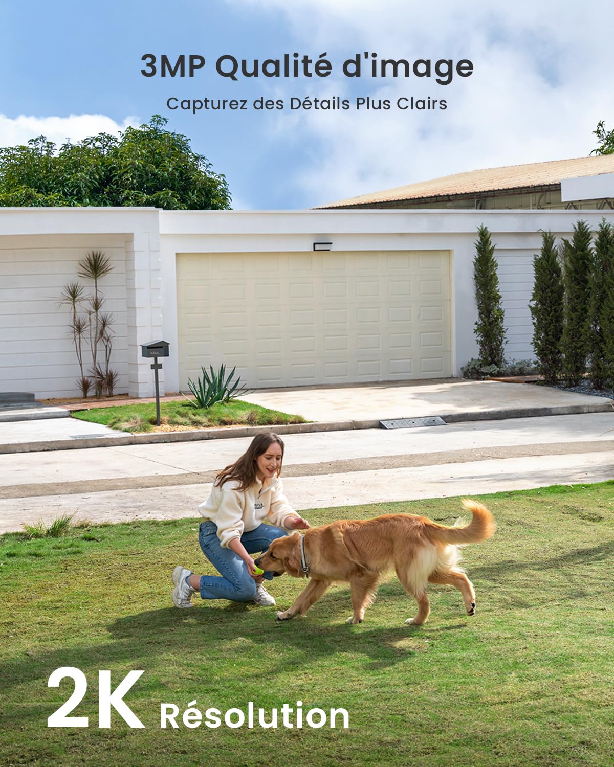 Caméra extérieure solaire sans fil 2K — 100% autonome, vision nocturne couleur, détection IA, audio bidirectionnel, IP65
