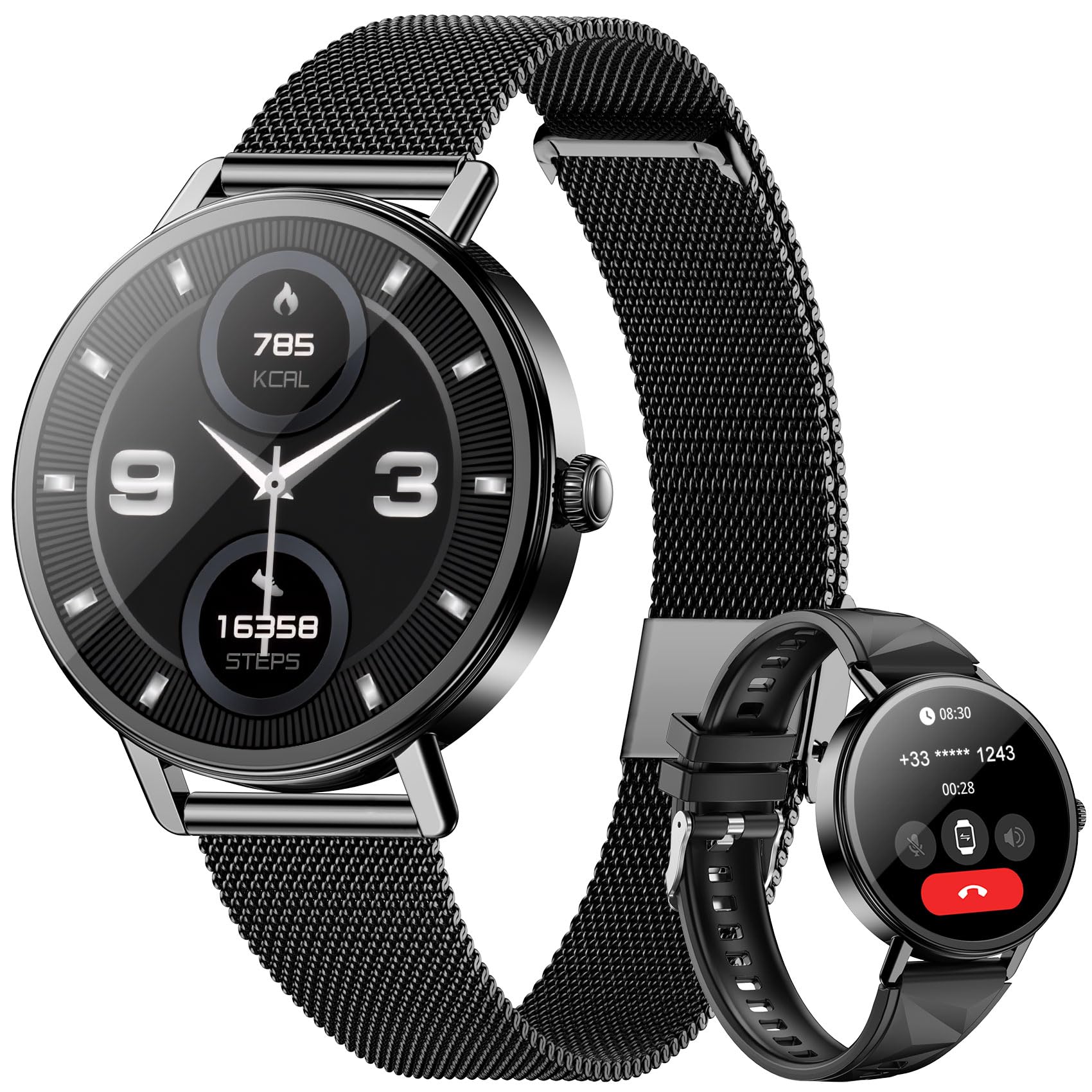 Montre connectée femme homme appel Bluetooth réveil sport fitness